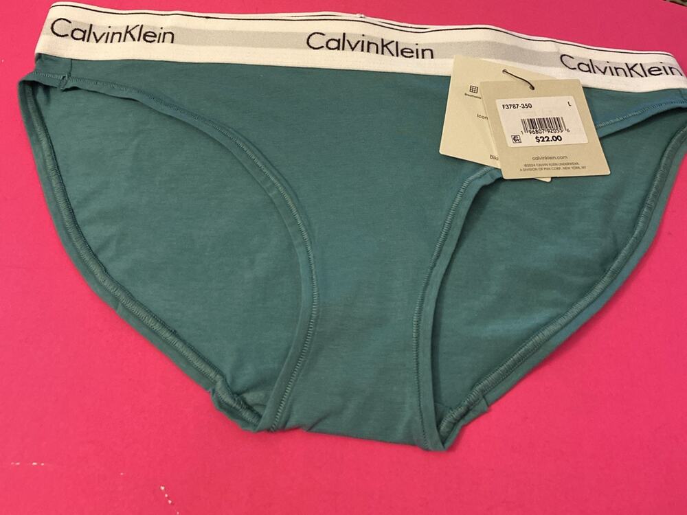 NEW! Calvin Klein Womens’ Green Cotton Blend Bikini Panties / Large/ MSRP $22